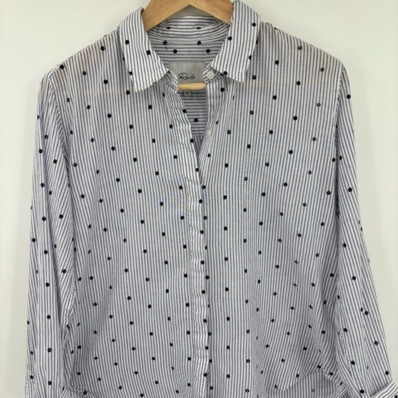 Rails Taylor Flocked Polka Dot Button Down Shirt Size M - Picture 3 of 11